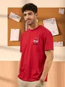Proximity Alert Printed Red Oversized T-shirt for Men
