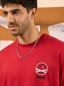 Proximity Alert Printed Red Oversized T-shirt for Men