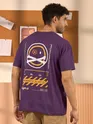 Proximity Alert Printed Violet Oversized T-shirt for Men