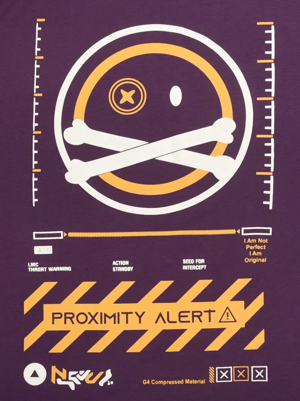 Proximity Alert Printed Violet Oversized T-shirt for Men