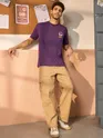 Proximity Alert Printed Violet Oversized T-shirt for Men