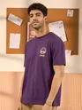 Proximity Alert Printed Violet Oversized T-shirt for Men
