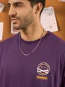 Proximity Alert Printed Violet Oversized T-shirt for Men