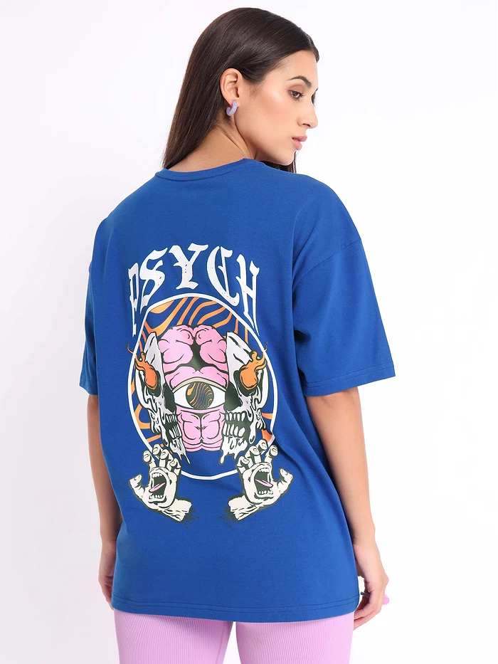 Psych Printed Oversized T-shirt for Women