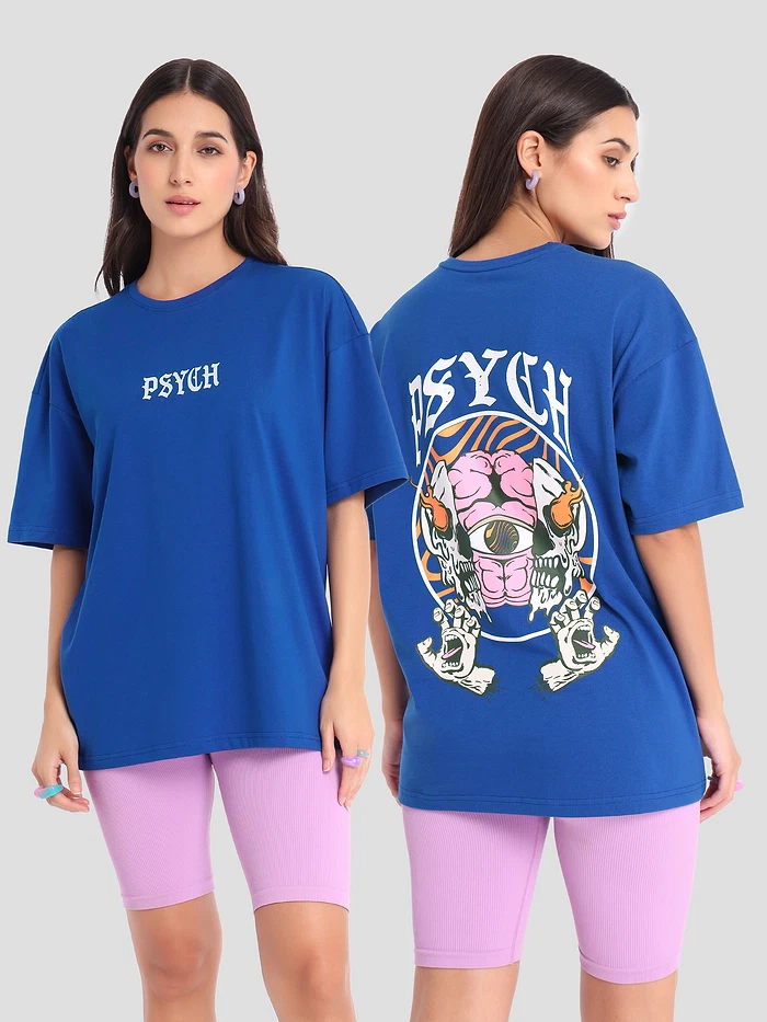 Psych Printed Oversized T-shirt for Women