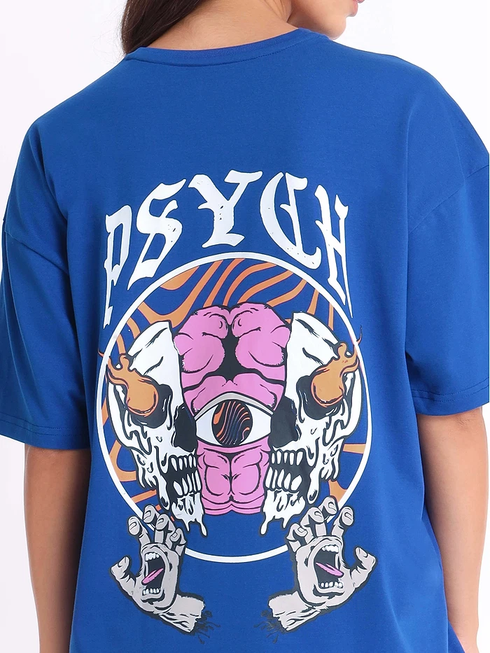 Psych Printed Oversized T-shirt for Women