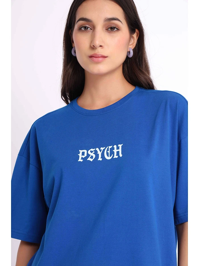 Psych Printed Oversized T-shirt for Women