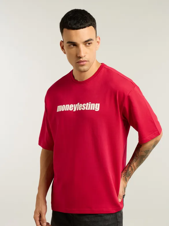 Red Moneyfesting Oversized T-Shirt