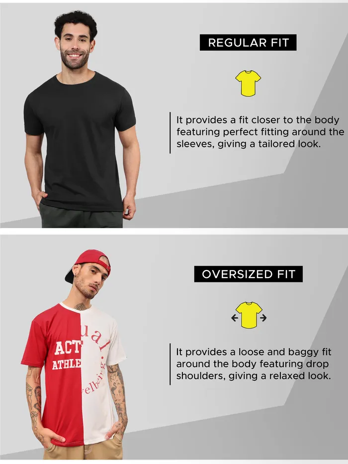 Red-White Color Block Oversized T-shirt for Men