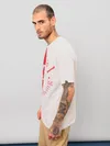 Red-White Color Block Oversized T-shirt for Men