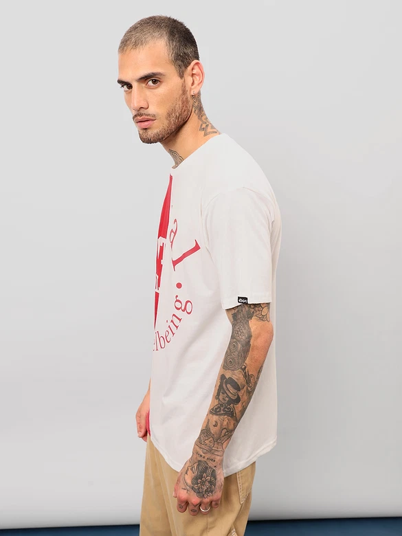 Red-White Color Block Oversized T-shirt for Men