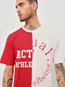 Red-White Color Block Oversized T-shirt for Men