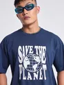 Save the Planet Printed Oversized T-shirt for Men