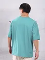 Sea Green Plain Oversized T-shirt for Men