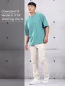 Sea Green Plain Oversized T-shirt for Men
