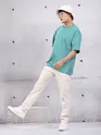 Sea Green Plain Oversized T-shirt for Men