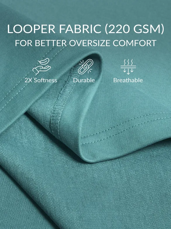 Sea Green Plain Oversized T-shirt for Men