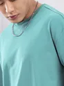 Sea Green Plain Oversized T-shirt for Men