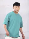 Sea Green Plain Oversized T-shirt for Men