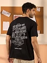 Sleeping Rabbit Printed Black Oversized T-shirt for Men