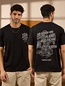 Sleeping Rabbit Printed Black Oversized T-shirt for Men