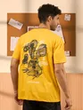 Sleeping Rabbit Printed Yellow Oversized T-shirt for Men