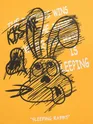 Sleeping Rabbit Printed Yellow Oversized T-shirt for Men