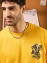 Sleeping Rabbit Printed Yellow Oversized T-shirt for Men