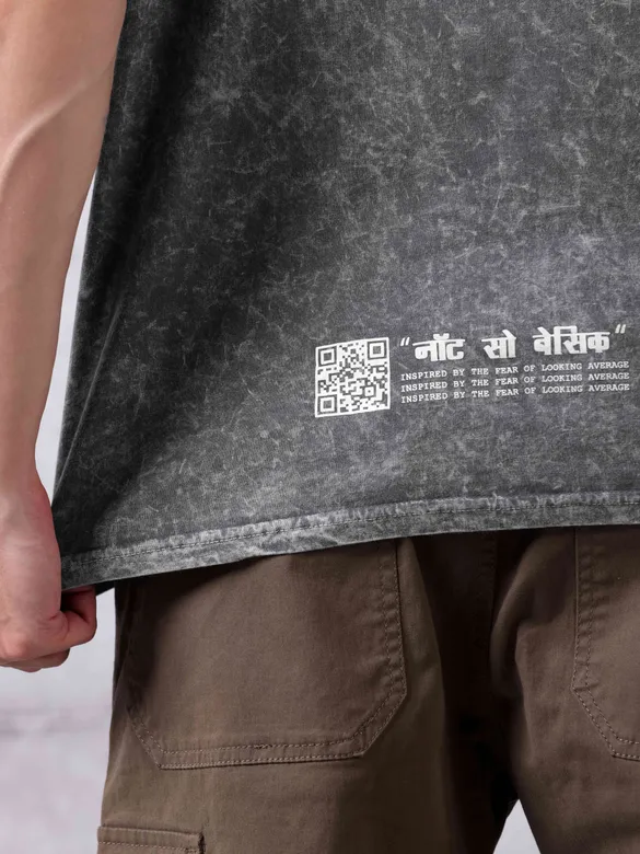 Smoke Acid Wash Oversized T-Shirt for Men