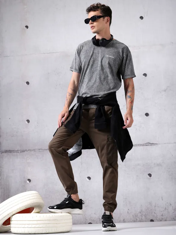 Smoke Acid Wash Oversized T-Shirt for Men