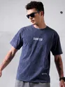 Steel Blue Acid Wash Oversized T-Shirt for Men