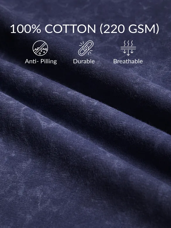 Steel Blue Acid Wash Oversized T-Shirt for Men