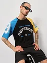 Superior Black Color Block Oversized T-shirt for Men
