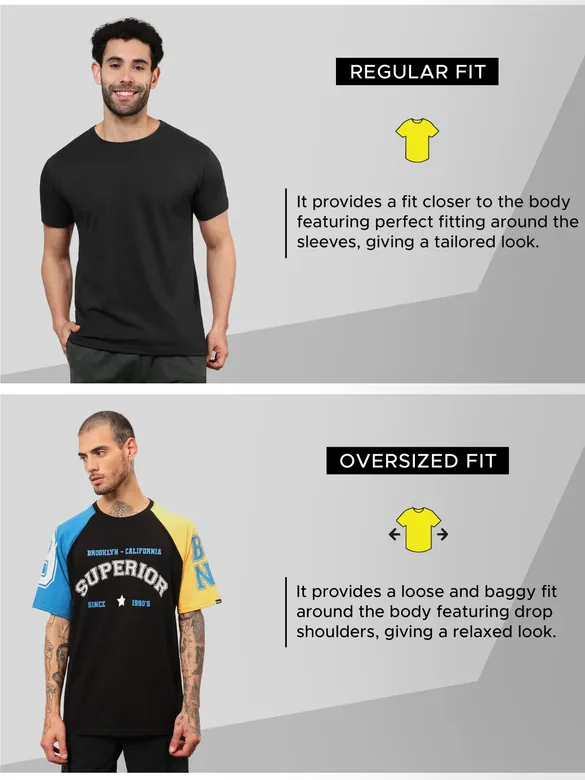 Superior Black Color Block Oversized T-shirt for Men