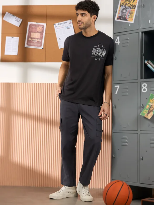 Today Printed Black Oversized T-shirt for Men