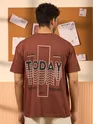 Today Printed Brown Oversized T-shirt for Men