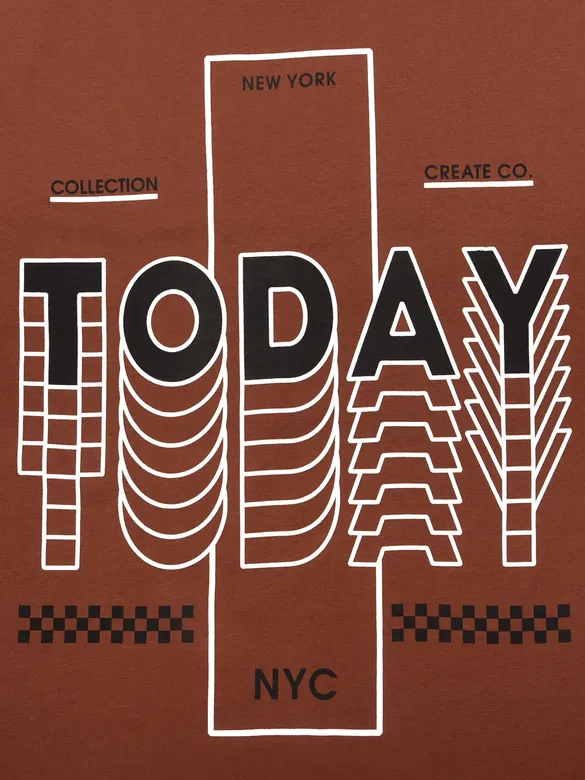 Today Printed Brown Oversized T-shirt for Men