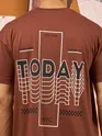 Today Printed Brown Oversized T-shirt for Men