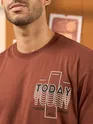 Today Printed Brown Oversized T-shirt for Men