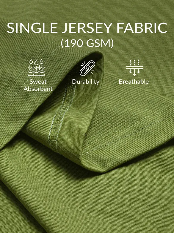 Vision Printed Green Oversized T-shirt for Men