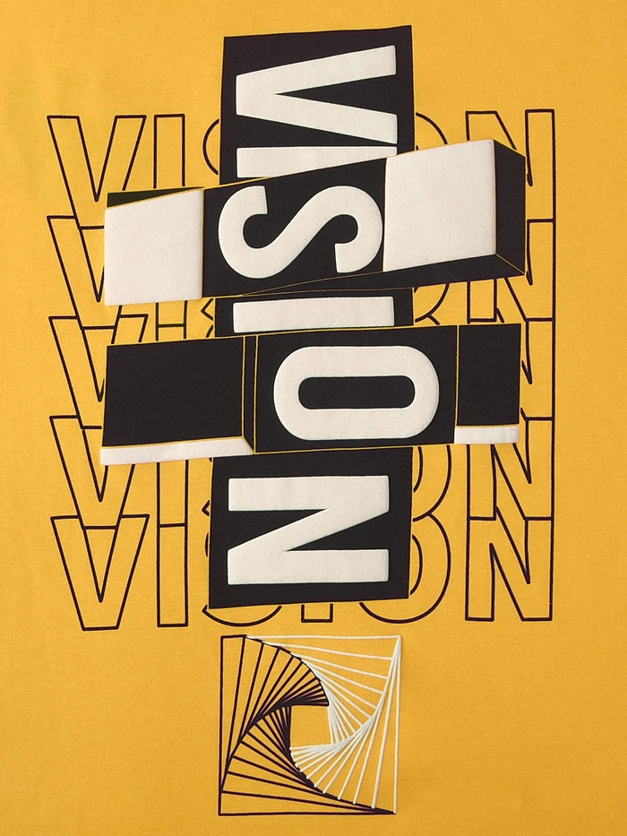 Vision Printed Yellow Oversized T-shirt for Men