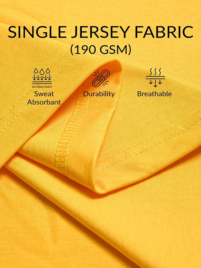 Vision Printed Yellow Oversized T-shirt for Men
