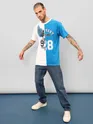 White-Blue Color Block Oversized T-shirt for Men