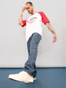 White-Red Raglan Oversized T-shirt for Men