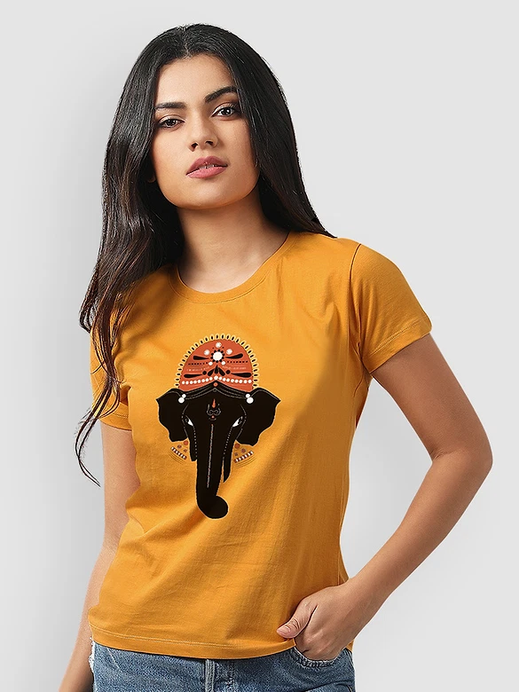 Gajanan Printed Half Sleeve T-Shirt For Girls