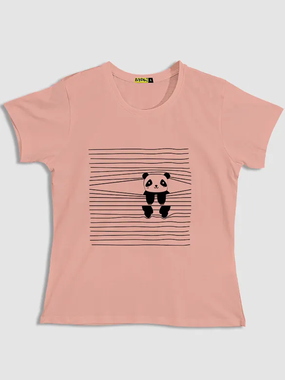 Peeping Panda T-shirt For Girls