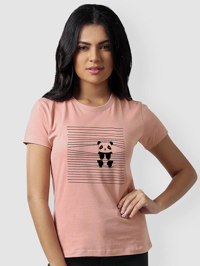 Peeping Panda T-shirt For Girls