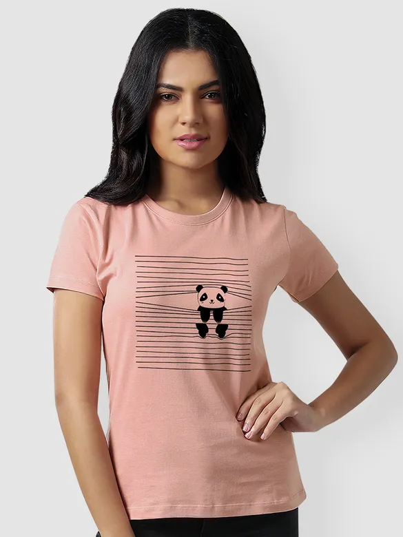 Peeping Panda T-shirt For Girls