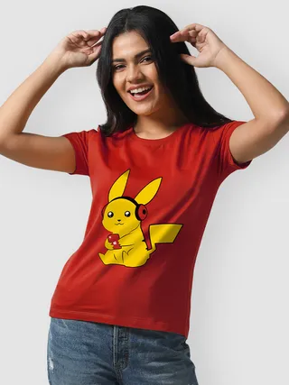 Pikachu Music cartoon printed t shirts