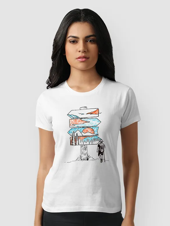 Travel Signboard T-shirts for Girls